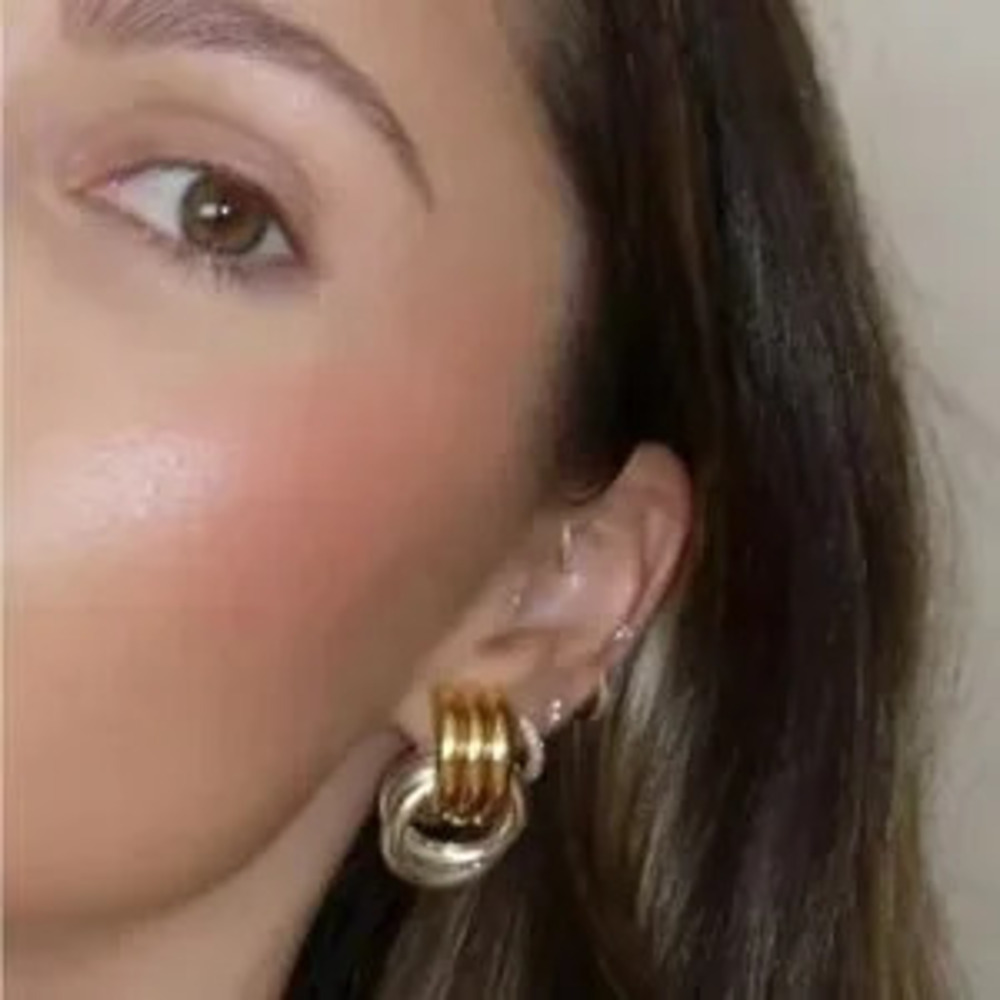 Multilayer Circle Twist Knot Earrings for Women Two Toned